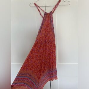 Free people orange and pink halter neck tunic top dress xs
